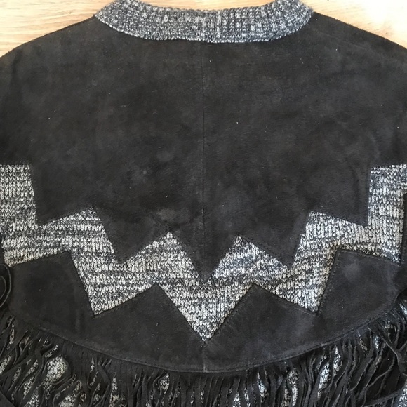 Vtg Pioneer wear sweater suede fringe leather country weatern - Picture 3 of 8